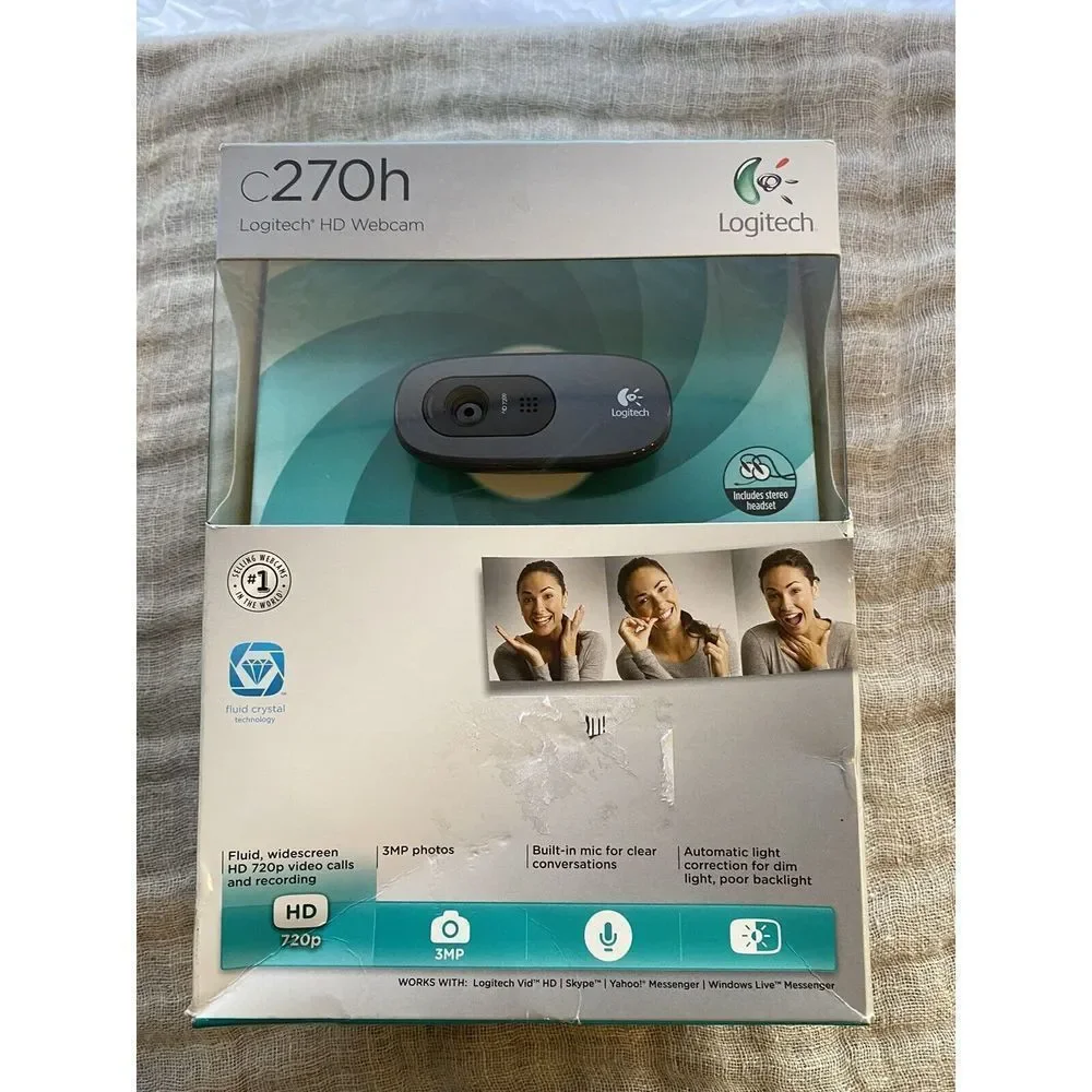 Logitech Webcam C270h HD 720p Microphone Stereo Headset Computer Video NEW